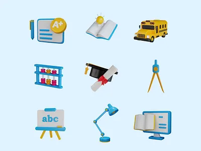 3D Education Icon 3d creative design icon illustration ui