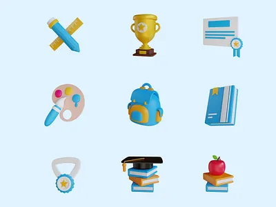 3D Education icon 2 3d creative design element icon illustration logo market ui