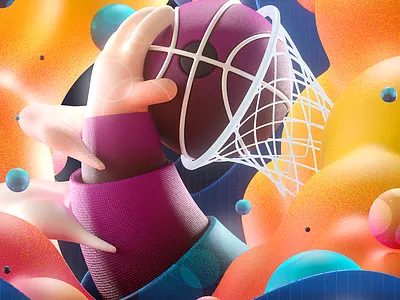 Basketball dunk 36daysogtype 3d basket basketball color colorful cute design dunk hand illustration logo match motion design orange player ring sport swish yeah