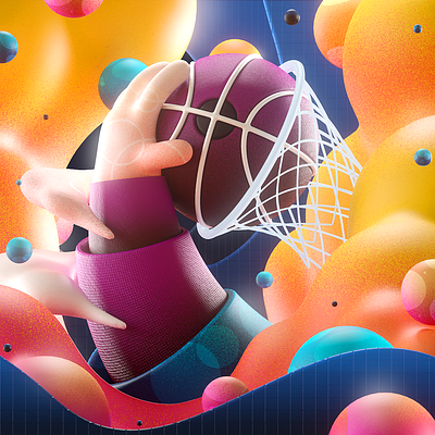 Basketball dunk 36daysogtype 3d basket basketball color colorful cute design dunk hand illustration logo match motion design orange player ring sport swish yeah