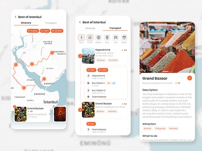 Travel mobile app design | Map interface | Itinerary & transport app city map concept dailyui dailyuichallenge delivery design destination digital art illustration inspiration itinerary layout location map mobile mobile app transport ui walking