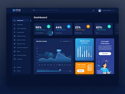 Pharmacy Exam Dashboard Design dark dashboard pharmacy ui ux webportal