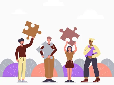 Teamwork flat illustration poster teamwork vector
