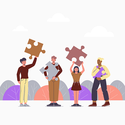 Teamwork flat illustration poster teamwork vector