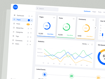 CMS Dashboard Design analytics cms cms dashboard cms development cms theme content design content management content management system content marketing crm crm portal crm software dashboard data analytics figma google search console management saas theme web app