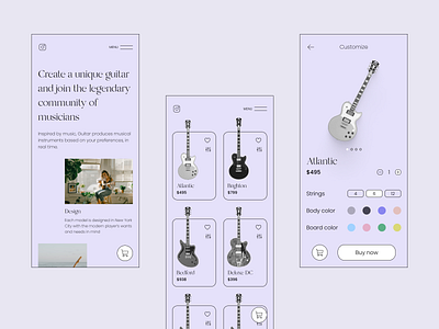 Customise Product - Daily UI 033 adobe app customize product daily ui daily ui 033 design figma guitar mobile music ui ux