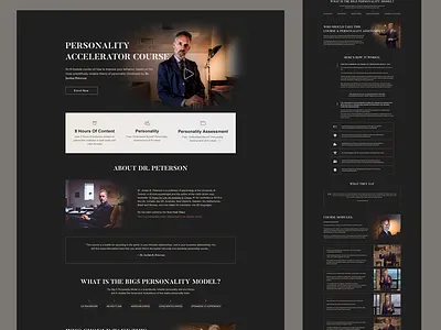 Jordan B. Peterson - Landing Page (personality course) branding clean course dark design landingpage minimal onepage personality psychology serif ui web webdesign webflow