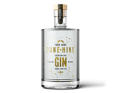 Dune Hike Premium Dry Gin badge branding design gin gold label mockup packaging photoshop