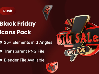 Rush - Black Friday 3D Icon Pack
