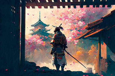 Samurai 1 ai art color concept design digital gradient hero illustration light midjourney minimal painting photoshop simple