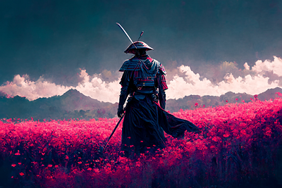 Samurai 3 ai art color concept design digital gradient hero illustration light midjourney minimal painting photoshop simple