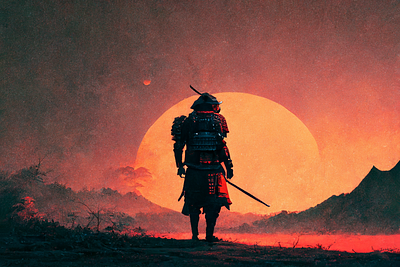 Samurai 4 ai art color concept design digital gradient hero illustration light midjourney minimal painting photoshop simple