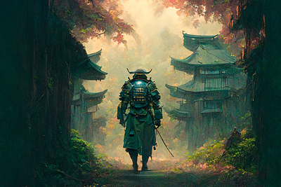 Samurai 2 ai art color concept design digital gradient hero illustration light midjourney minimal painting photoshop simple