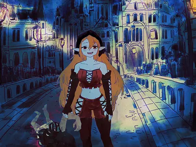 Viscera anime art blood character cute girl dark design character drawing ghoul gore illustration