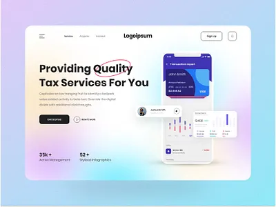 Fintech Website Header design home page landing page ui ux website header website ui