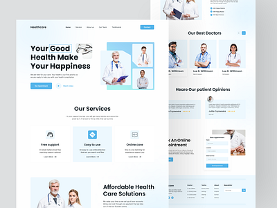 Healthcare website Landing Page design clinic doctors healthcare ui design healthcare web design hospital medical and care service medical landing page medical web design medical website online service ui ux web design