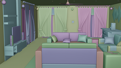 Clay Render of Room 3d design