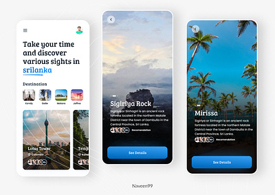 Travel Mobile App Exploration design illustration typography ui ux