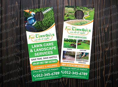 Lawn Care Services Door Hanger Design grass aeration