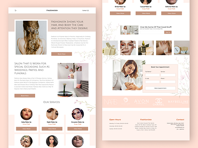 Fashionista Landing Page creative design fashion figma landing page pink salon trends ui uiux