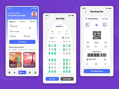 Flight Ticket App UI Design apps design figma figmaui flight flight ticket illustration software design ticket app ui uidesign uiux