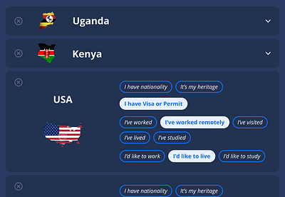 Country connection ui