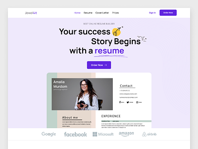 Resume build landing page app design graphic design landing page landing page design logo mobile ui resume landing page ui