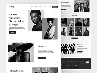 Talent & modelling agency landing page design fashion landing page fashion web page landing page landing page design modelling landing page modelling web page modelling website ui ui design web design web page