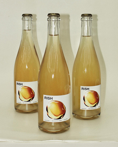 Rish: Liquid Gold bottle brand identity branding design drink gold graphic design illustration kombucha liquidgold