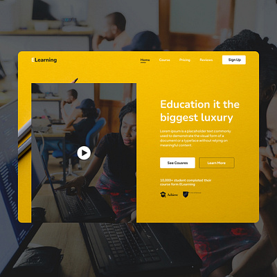 ELearning Website header Design animation design figma graphic design header ui webdesign