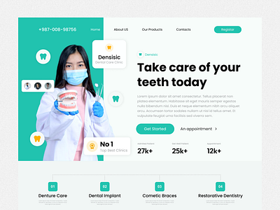 Dental Ui Header app branding creative ui dental dental ui design design doctor web deisgn graphic design hero section hospital web design illustration landing page modern design ui ui inspiration ui resourch ux vector