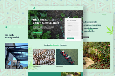 Landscaping website UI adobe photoshop landing page