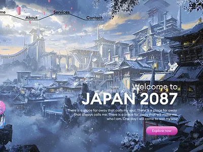 JAPAN Travel Fan Art Page UI Design landing page site ui ui design web design