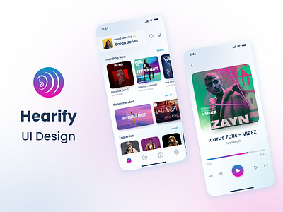 Hearify Mobile App Design 2d adobe illustrator adobe photoshop app app design application case study concept creative daily ui dailyui design figma mobile mobile app design mobileapp music music app ui ui design