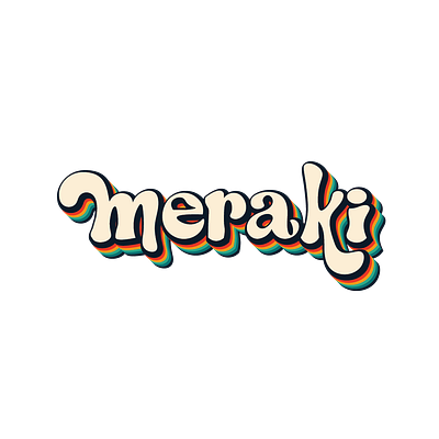 meraki : a part of my soul adobe branding design gradient graphic design illustration illustrator meraki retro tshirt typography vector word