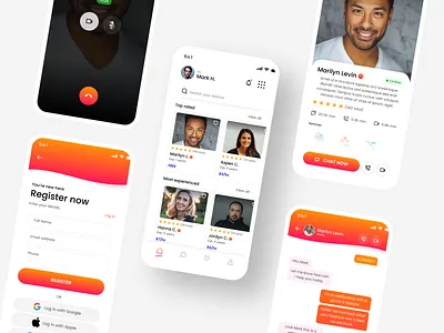 Relationship Advice App UI design app branding crazy4designes design graphic design harish kumar illustration logo love mobile app modern app orange mobile app relationship typography ui ux vector