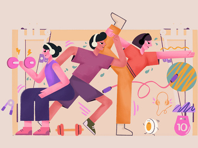 Fitness Illustration animation art branding clean design digitalart digitaliilustration digitalpainting digitalsketch fitness flat graphic design illustration people procreate ui uiillustration vector workout
