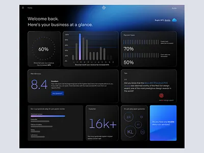Fintech Dashboard - Dark Mode ui ux