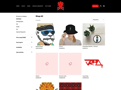 Website Shop All Page Example branding design logo shop website