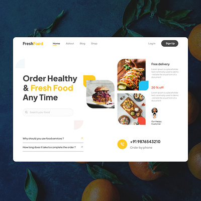 FreshFood Online Food Delivery branding design figma figmadesign graphic design ui uiux ux webdesign