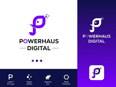 Powerhaus Digital logo Design | p, ELEPHANTS aperture branding design digital elephants logo p photography video