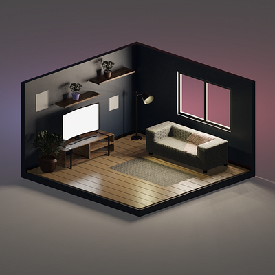 3D Room. Render Blender 3d 3d interior 3d isometric 3d render 3d room blender render cycles render design graphic design illustration minimal render room