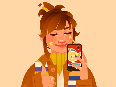 Cozy Icon avatar digital art digital illustration girl icon illustration selfie vector vector illustration