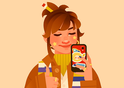 Cozy Icon avatar digital art digital illustration girl icon illustration selfie vector vector illustration