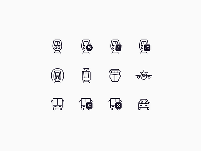 Rejseplanen Redesign - Travel Icons app automotive bus guide icon iconography metro plane public transport rejseplanen ship tram transport travel ui