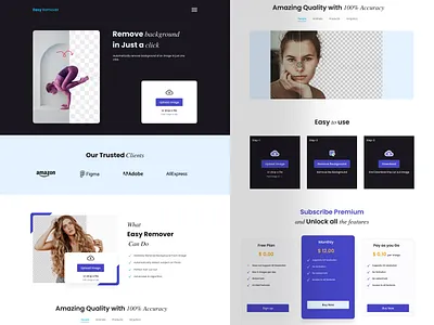 Landing Page Design Concept for Online Image Background Remover branding creative design figma expert graphic design image background remove image recovery landing page landing page design online image editor product design saas saudi arabia ui uiux web app web application web design