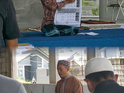 mengajar ngaji (lecturer) design footage graphic design instagram post masjid mosque quran reciter