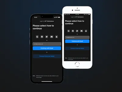 Sign in to a web3 NFT marketplace app blockchain crypto dailyui dapp decentralized app design minimal mobile ui nft ui ux web3 web3.0