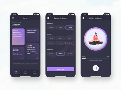 Meditation mobile app app design meditation app mobile mobile app ui ui design ux ux design