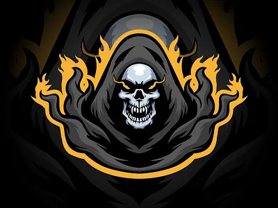 Fire Reaper branding design esports grim illustration logo mascot reaper skeleton skull